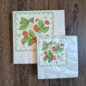 NIP Vintage Hallmark Strawberry Napkins - Beverage (Small) & Luncheon (Large)